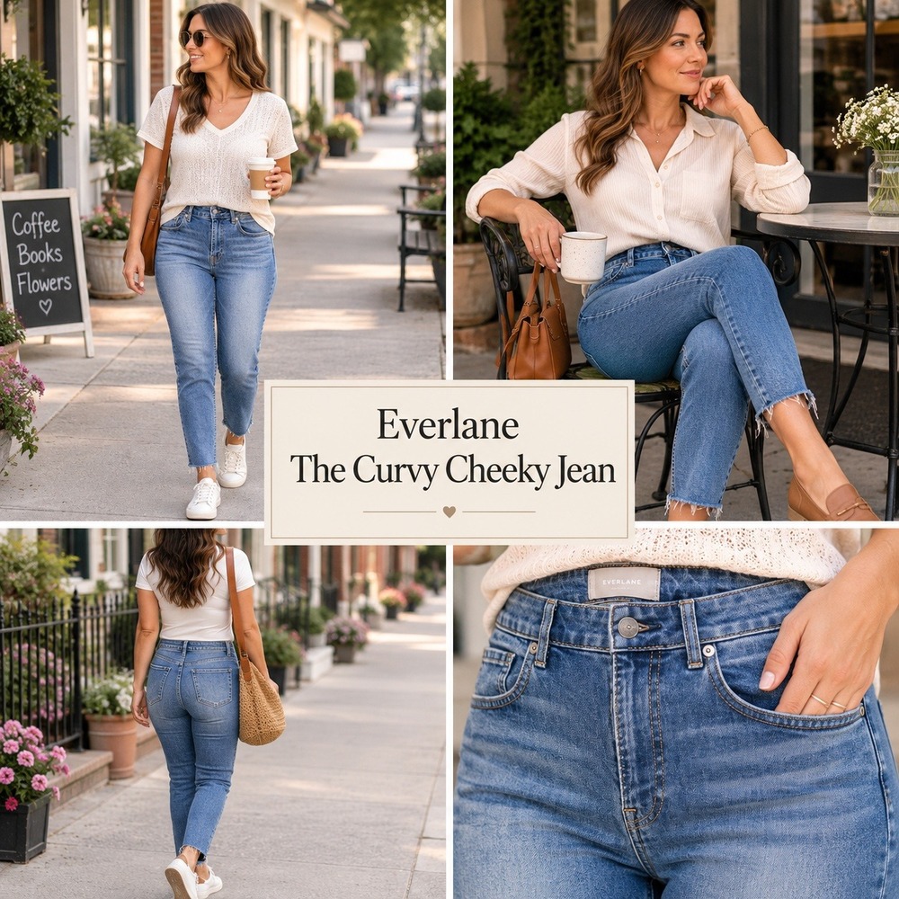 Everlane The Curvy Cheeky Jean Blue Medium Wash Straight Raw Hem 27 Regular